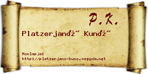 Platzerjanó Kunó névjegykártya